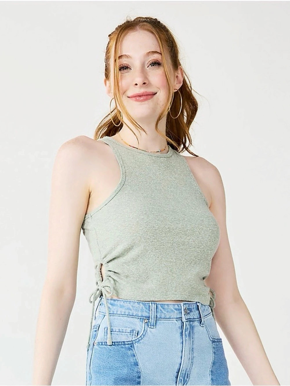 NWT Juniors' SO® Side Keyhole
Racerback Tank Top Sage